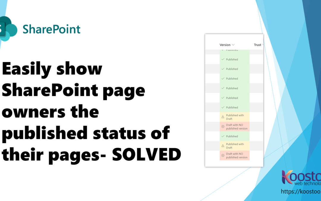 SharePoint: Show content owners page published status easily