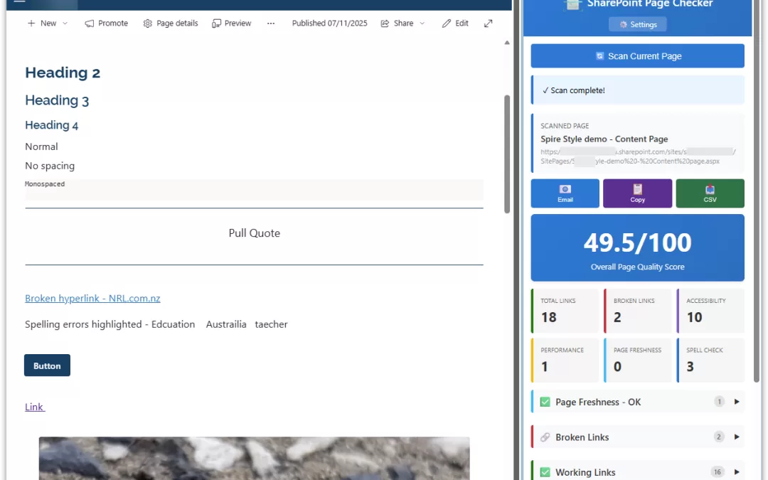 SharePoint: Page Checker Chrome Extension