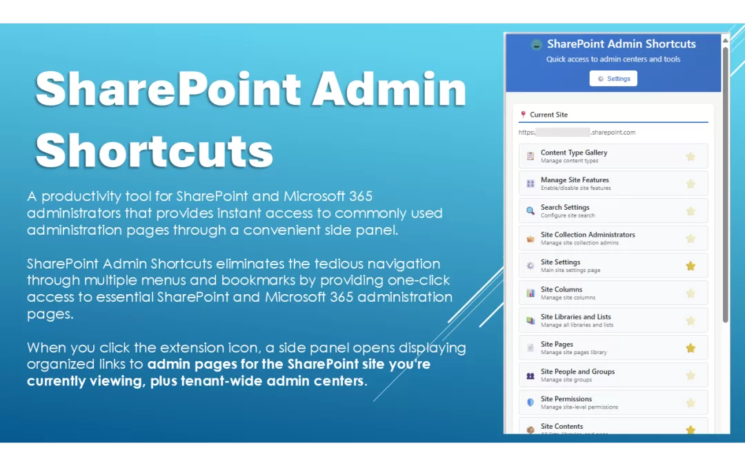SharePoint: SharePoint Admin Shortcuts Chrome Extension